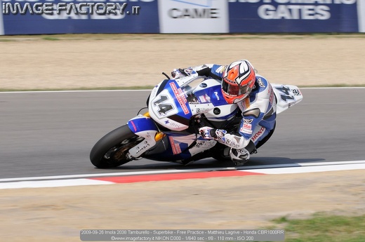 2009-09-26 Imola 2038 Tamburello - Superbike - Free Practice - Matthieu Lagrive - Honda CBR1000RR